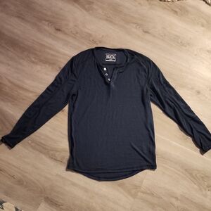 Buckle Navy Long Sleeve Henley Shirt